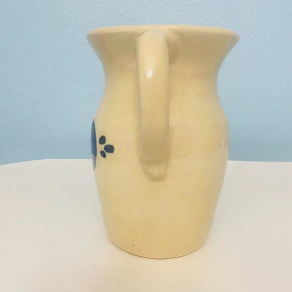 Vintage Marshall Pottery Pitcher Beige Blue Heart Design SR Potter L Houston - Picture 4 of 10